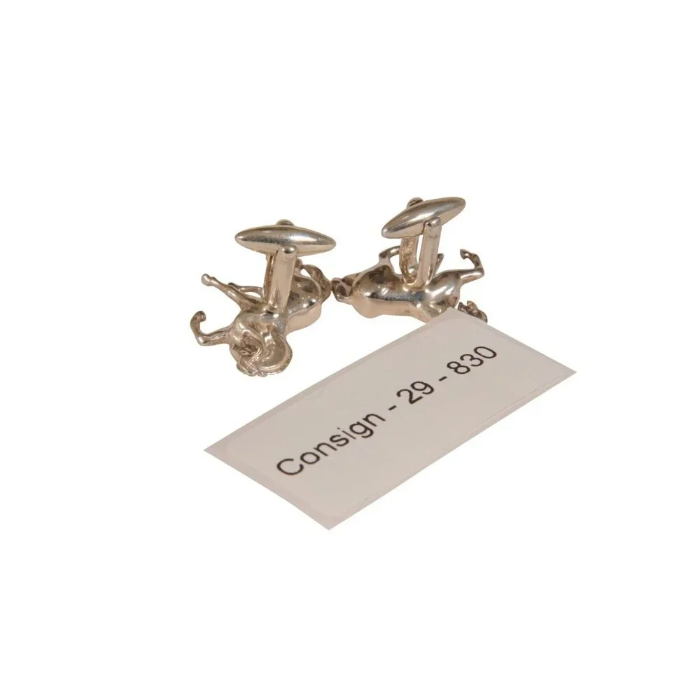 Zaunick Mens Wild Horses Cufflinks .925 Sterling Silver Long Sleeve Dress Shirt